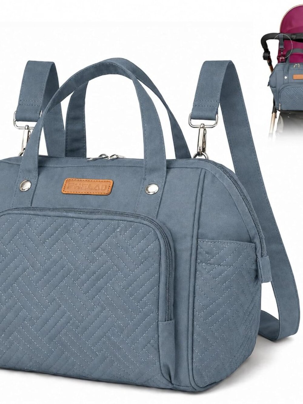 Small Diaper Bag for Women, 4 in 1 Mini Baby Bag Dark Gray